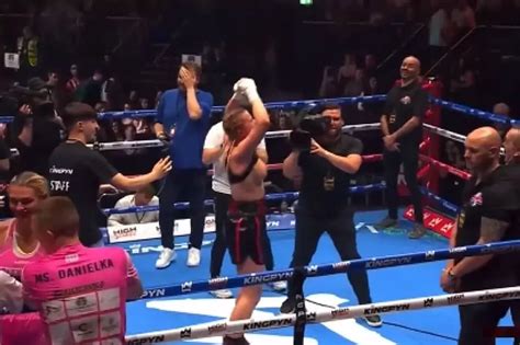 mma fighter flashes after win|Kingpyn Boxing results: Daniella Hemsley flashes audience after win ...